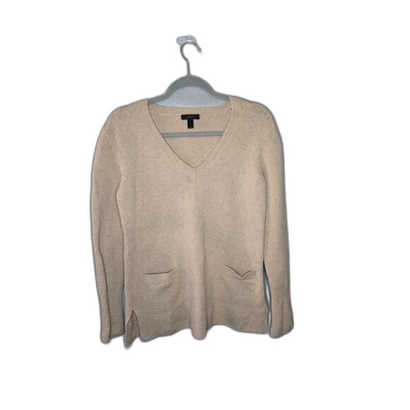 J. Crew Sweaters - J. Crew Women's Tan Merino Wool Blend V-Neck Sweater Size Small